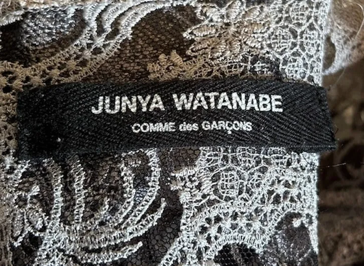 Junya Watanabe Comme Des Garcons SS 2012 Silver Kimono-Style Sleeve Lace Dress