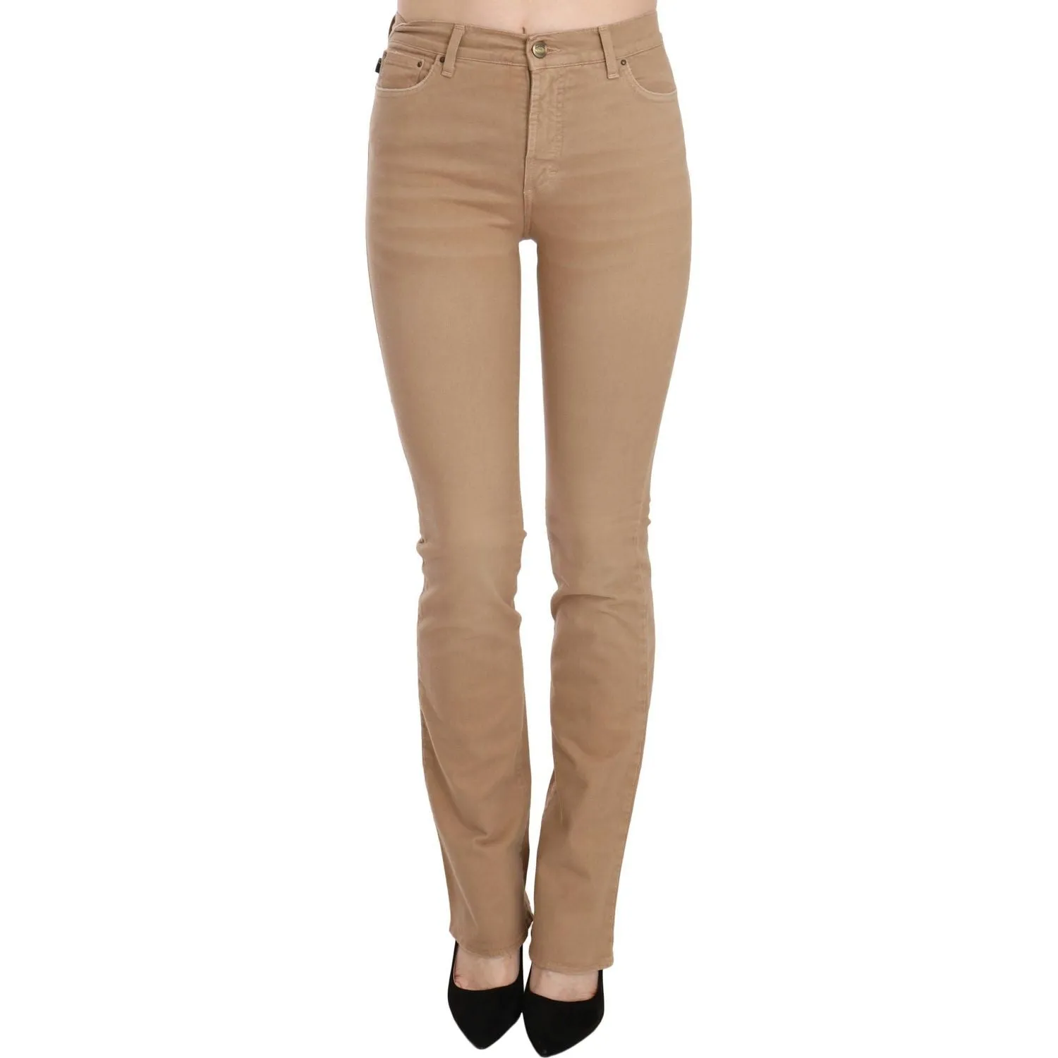 Just Cavalli Chic Brown Mid Waist Skinny Trousers