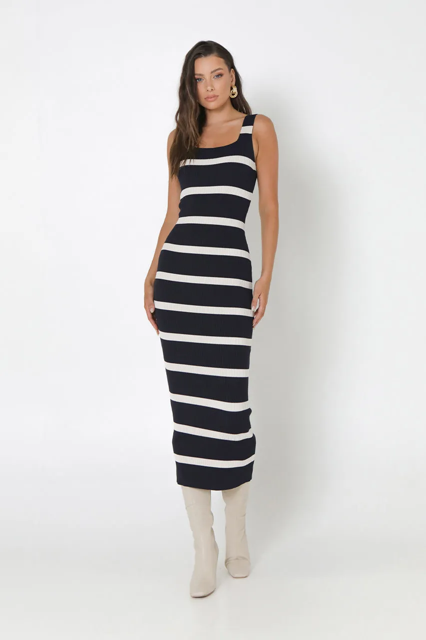 Kara Knit Dress | Navy/Bone