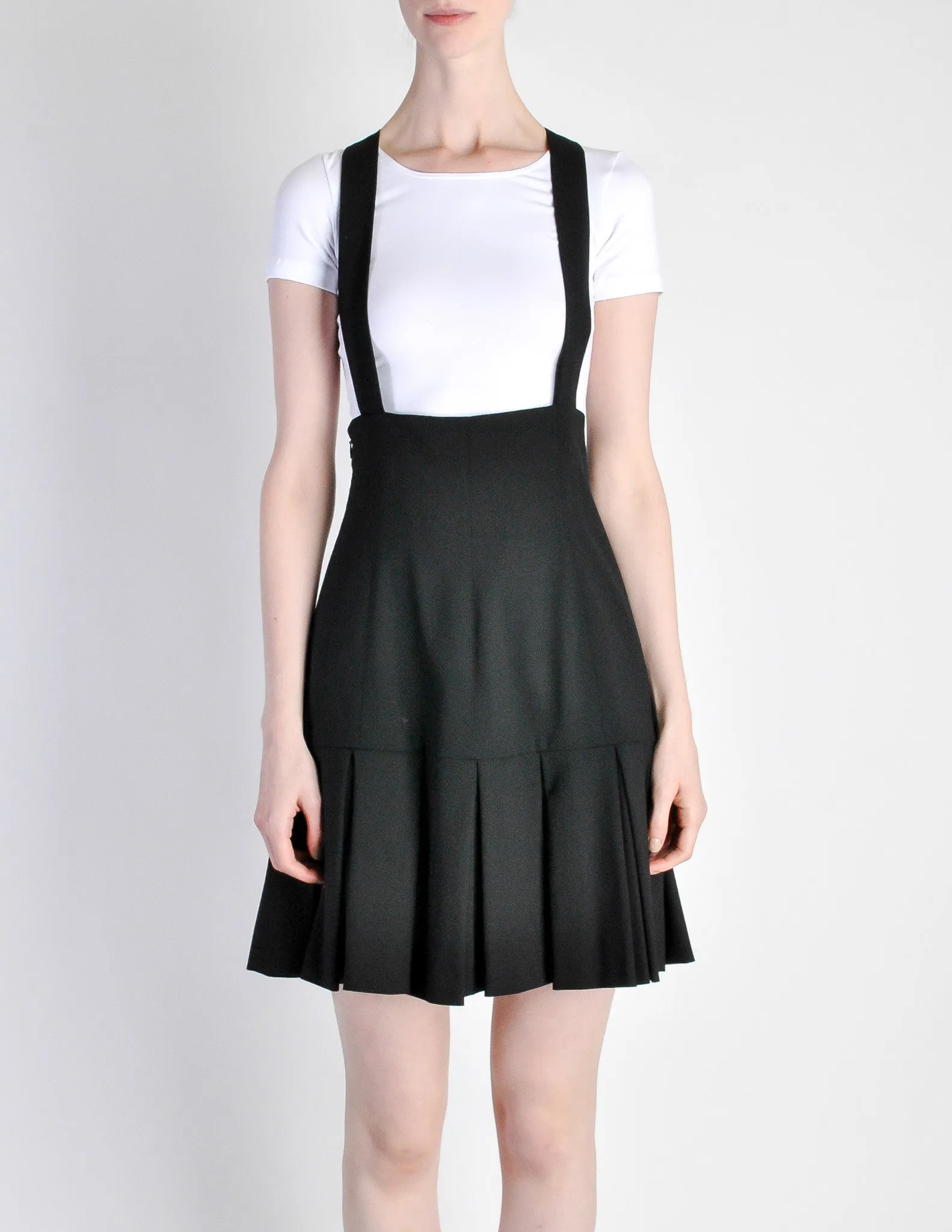 Karl Lagerfeld Vintage Black Pleated Suspender Skirt