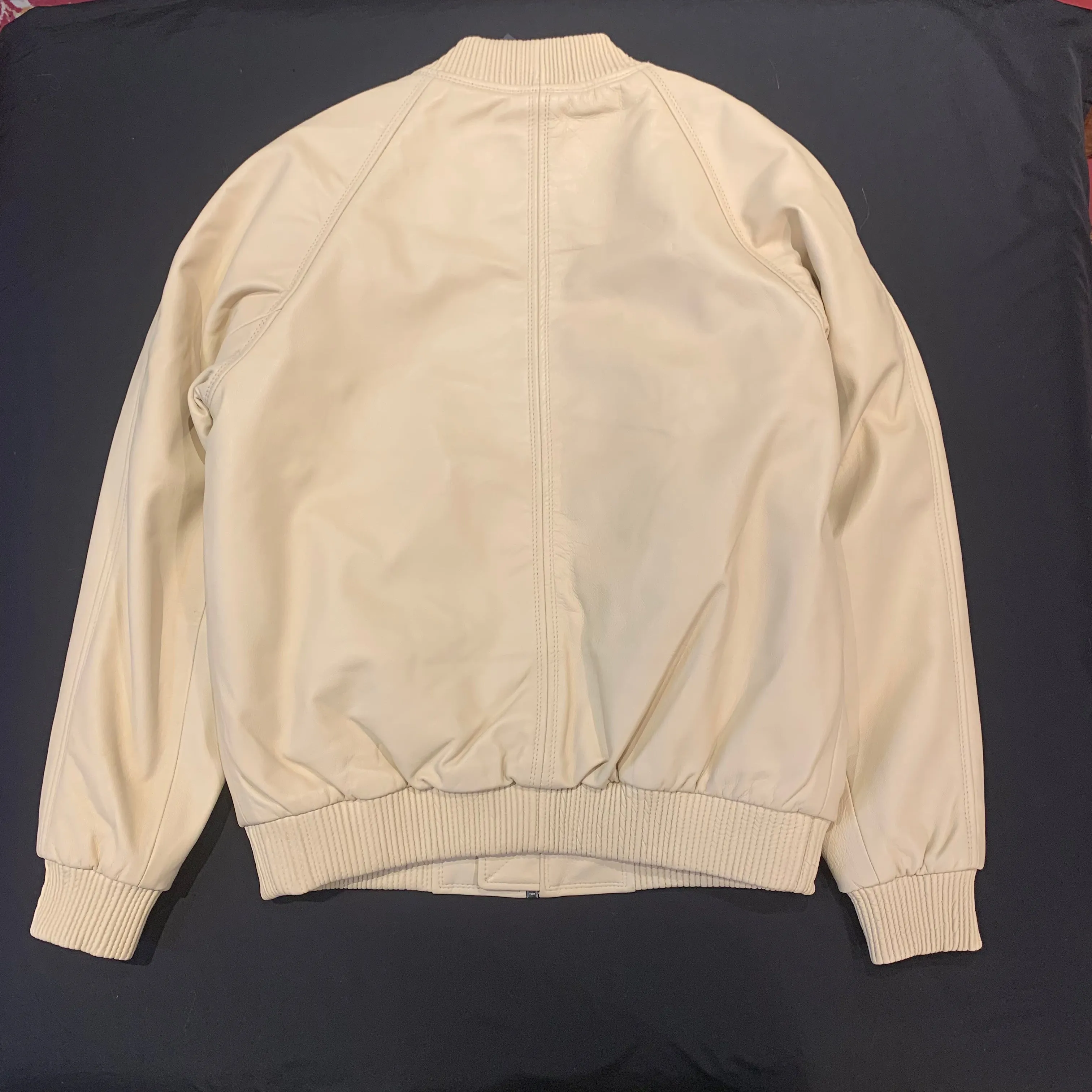 Kashani Tan Cream Lambskin Varsity Jacket