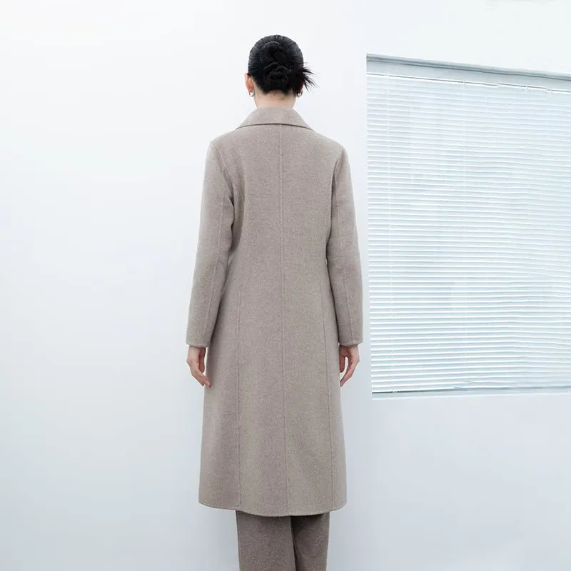 Khaki Grey Long Wool Double Breasted Overcoats