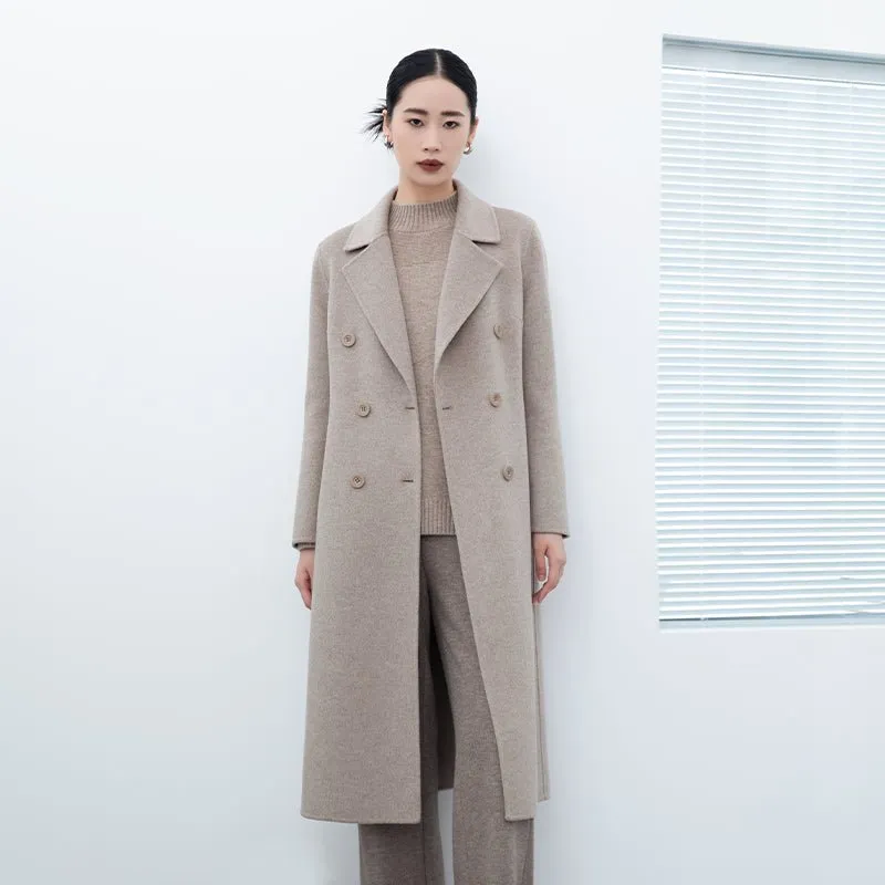 Khaki Grey Long Wool Double Breasted Overcoats