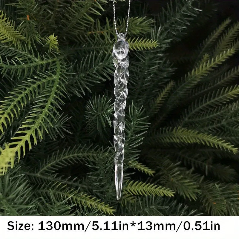 kkboxly 10pcs Sparkling Acrylic Icicle Ornaments - Versatile Christmas Tree Decorations for Holiday & Winter Parties, No Battery Needed, Christmas Decor