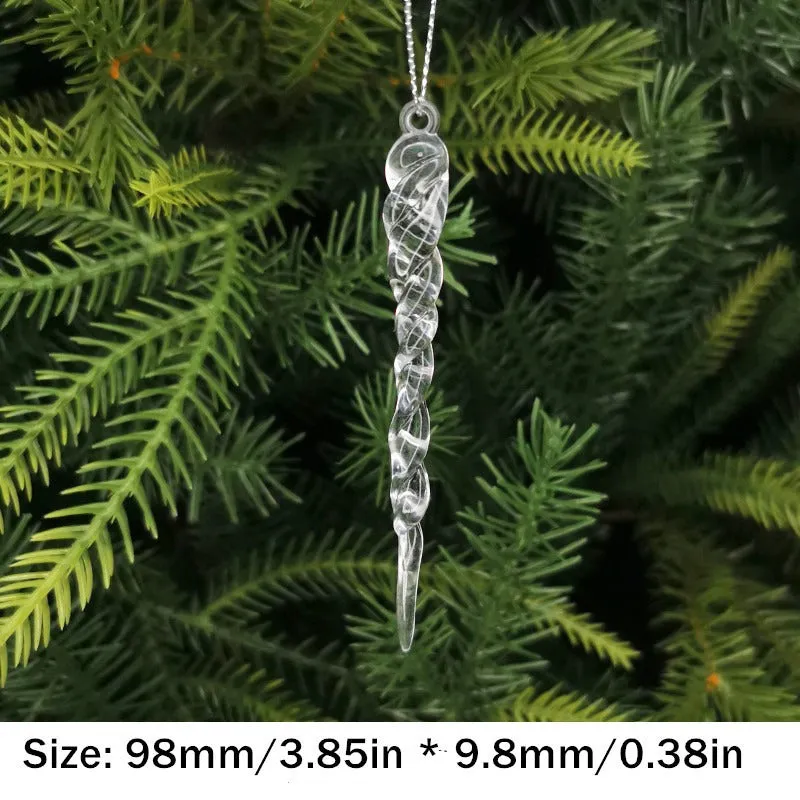 kkboxly 10pcs Sparkling Acrylic Icicle Ornaments - Versatile Christmas Tree Decorations for Holiday & Winter Parties, No Battery Needed, Christmas Decor