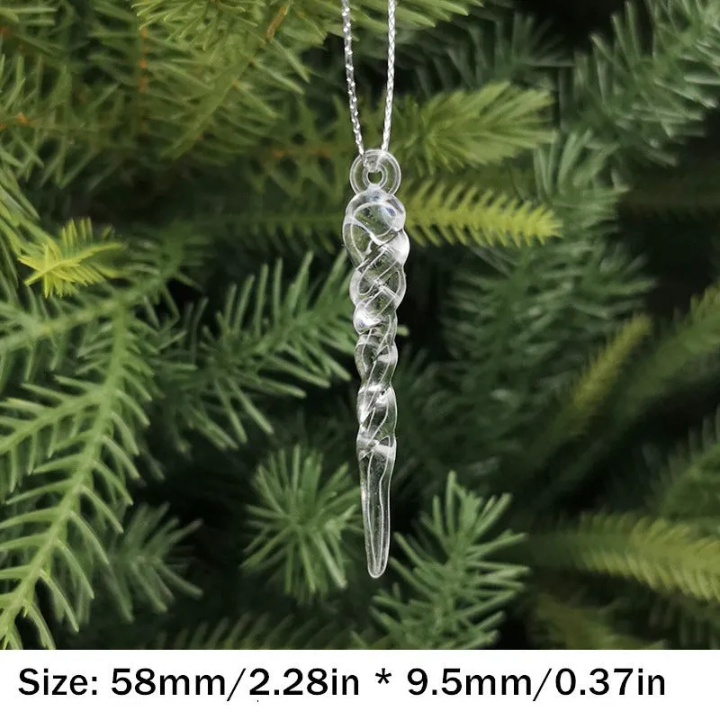 kkboxly 10pcs Sparkling Acrylic Icicle Ornaments - Versatile Christmas Tree Decorations for Holiday & Winter Parties, No Battery Needed, Christmas Decor