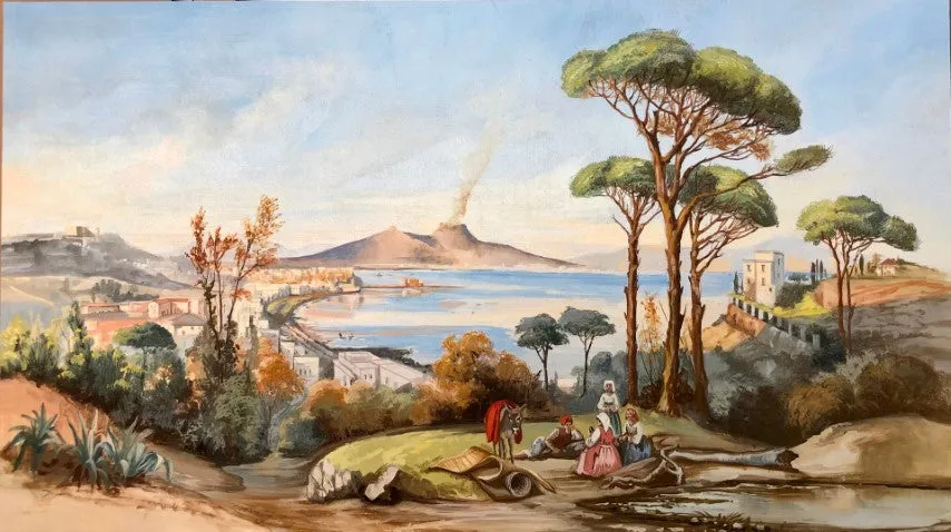 Lake with Vulcan Fresco Painting