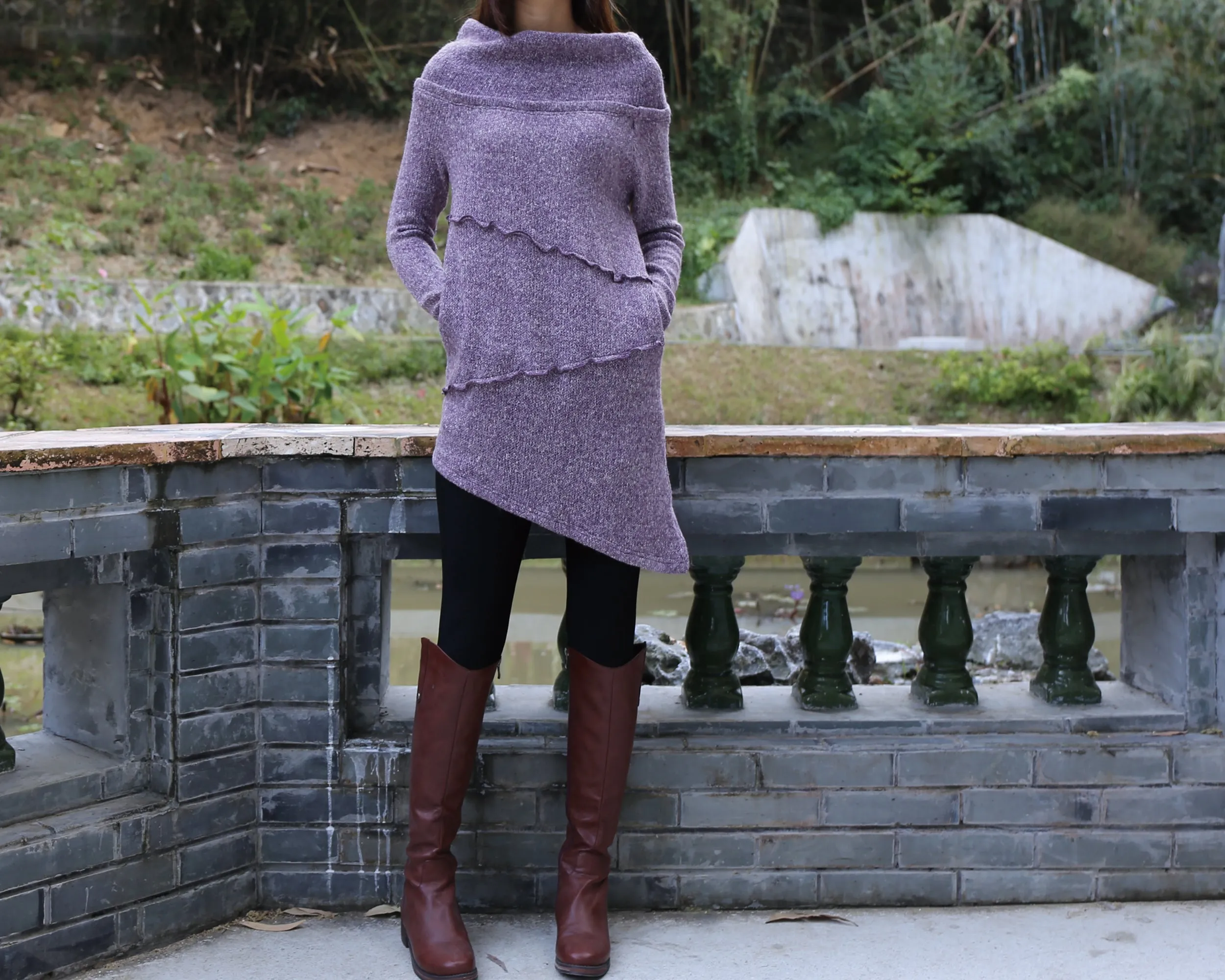 Long sweaters, Cowl neck sweater, off shoulder sweaters, tunic dress, Pullover sweater, oversized sweaters with thumb holes (Y1112)