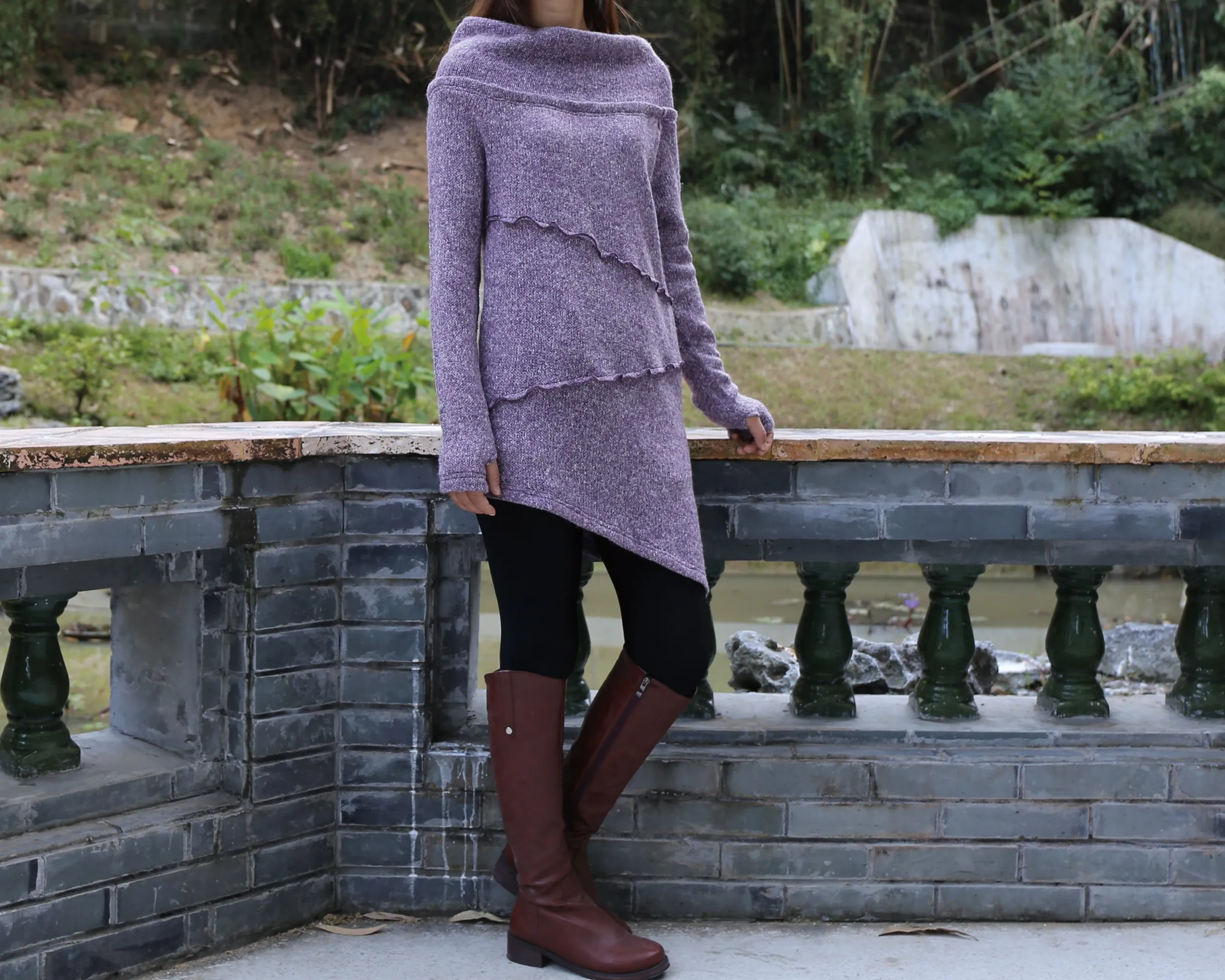 Long sweaters, Cowl neck sweater, off shoulder sweaters, tunic dress, Pullover sweater, oversized sweaters with thumb holes (Y1112)