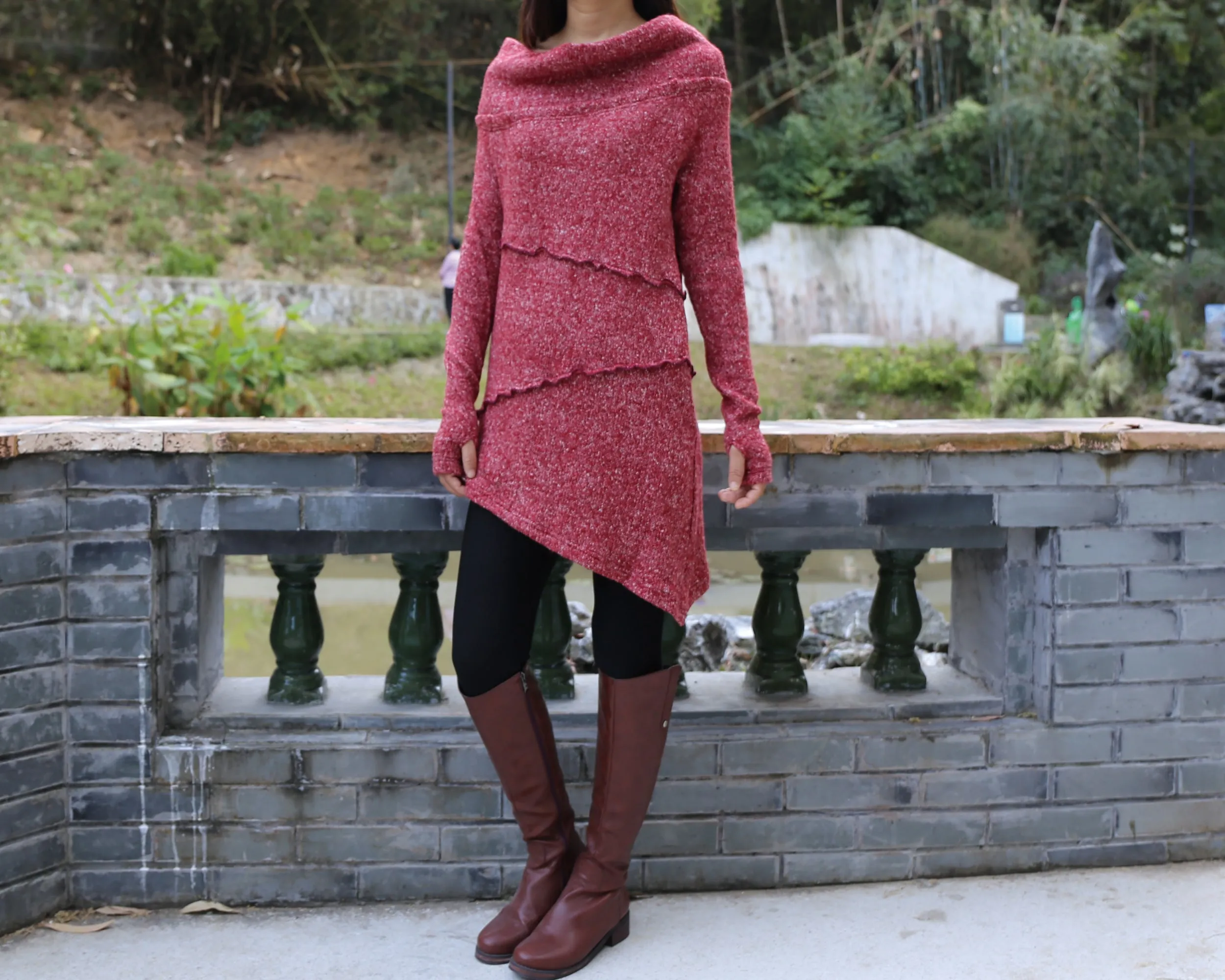 Long sweaters, Cowl neck sweater, off shoulder sweaters, tunic dress, Pullover sweater, oversized sweaters with thumb holes (Y1112)