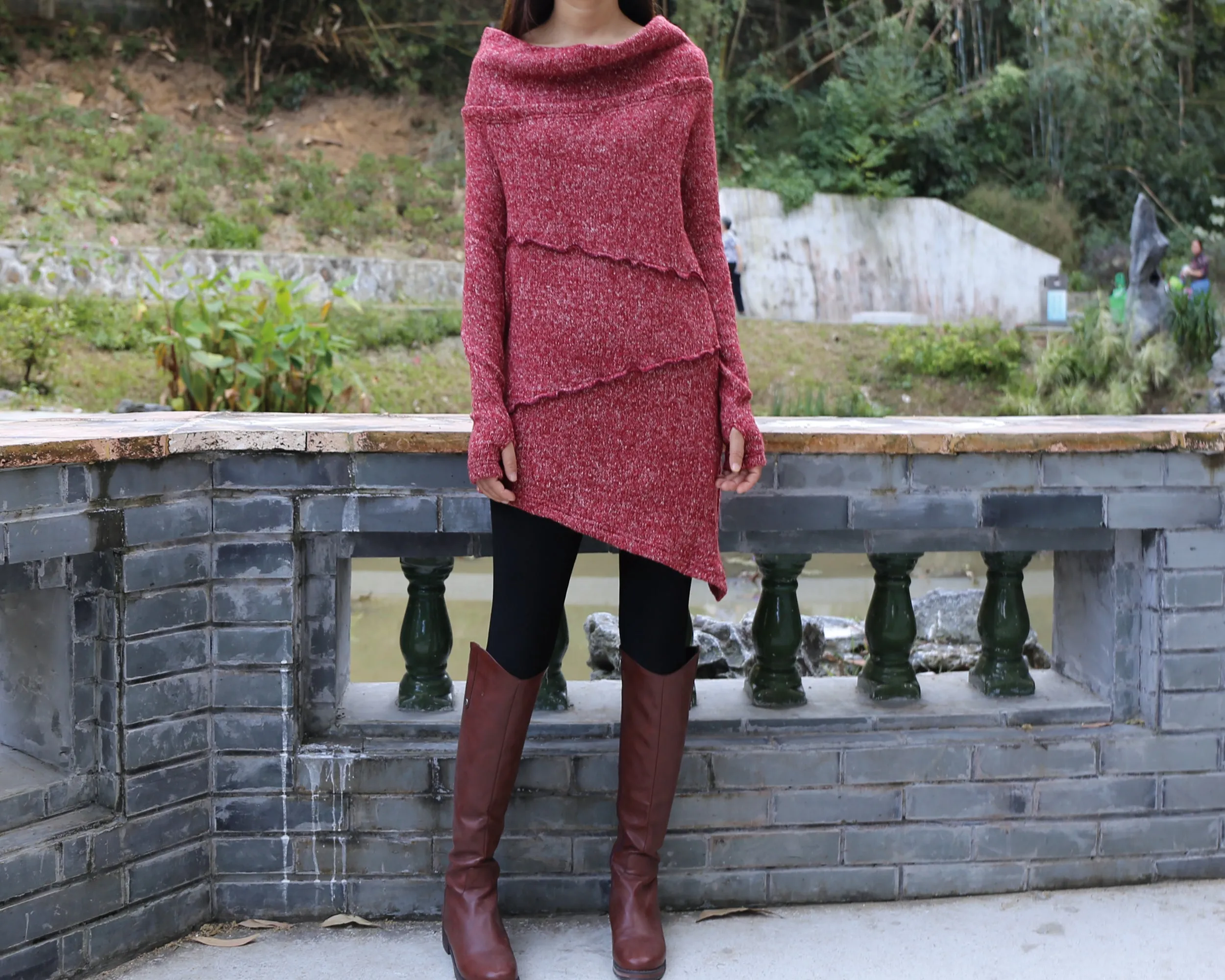 Long sweaters, Cowl neck sweater, off shoulder sweaters, tunic dress, Pullover sweater, oversized sweaters with thumb holes (Y1112)