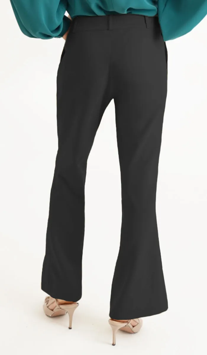 Lyla Tailored Stretch Flared Dress Pants - Black