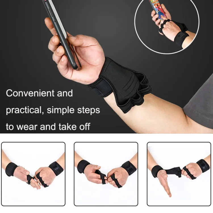 M Weightlifting Dumbbell Horizontal Bar Anti-cocoon Anti-slip Wrist Fitness Four-finger Gloves(Black)