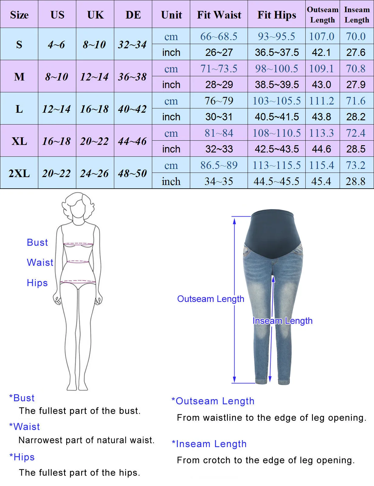 Maacie Women Maternity Light Blue Multi-Pocket Jeans High Waist Whole Pregnancy Denim Pants