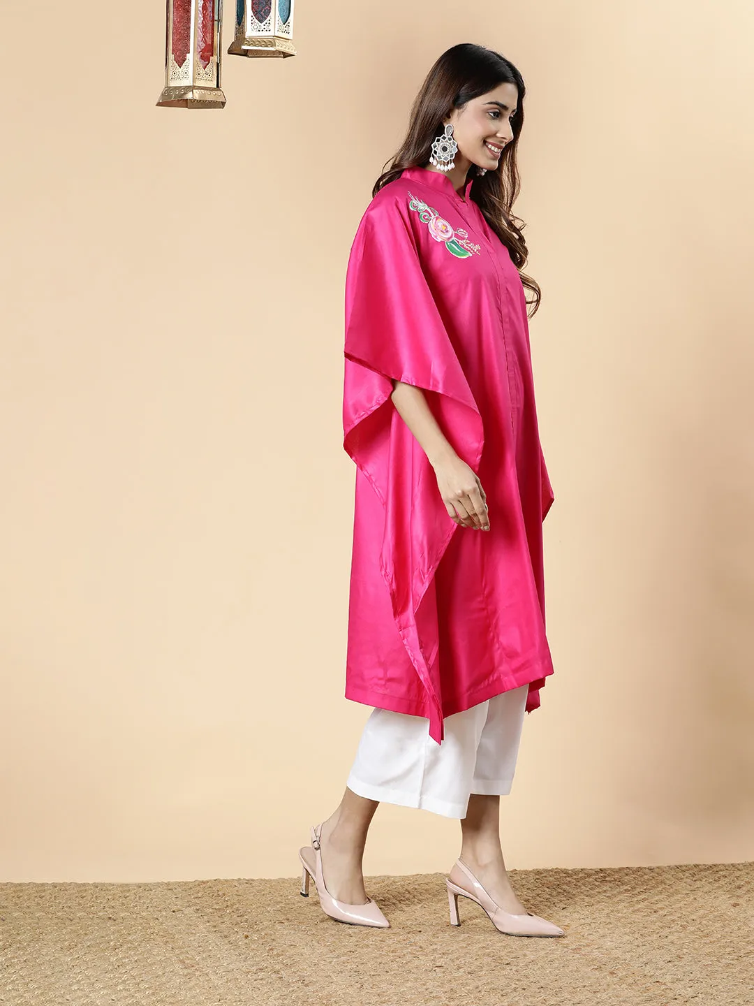 Magenta Rayon MandarinKurta - Elegante