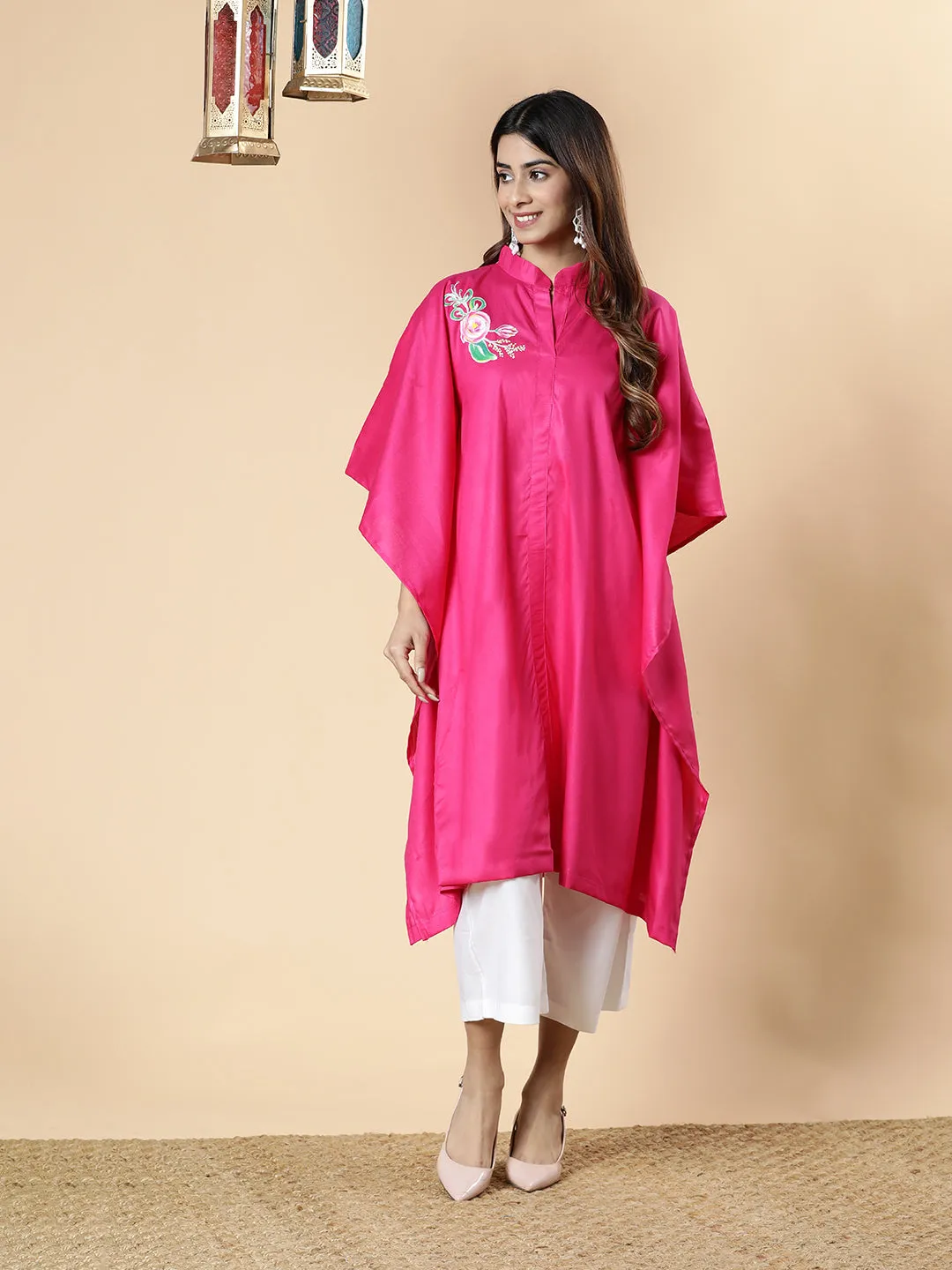 Magenta Rayon MandarinKurta - Elegante