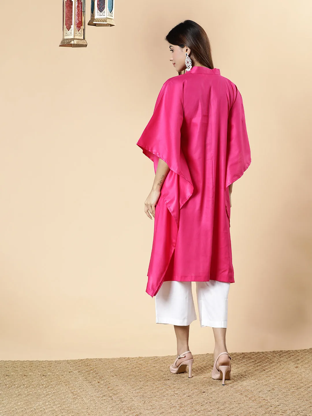 Magenta Rayon MandarinKurta - Elegante