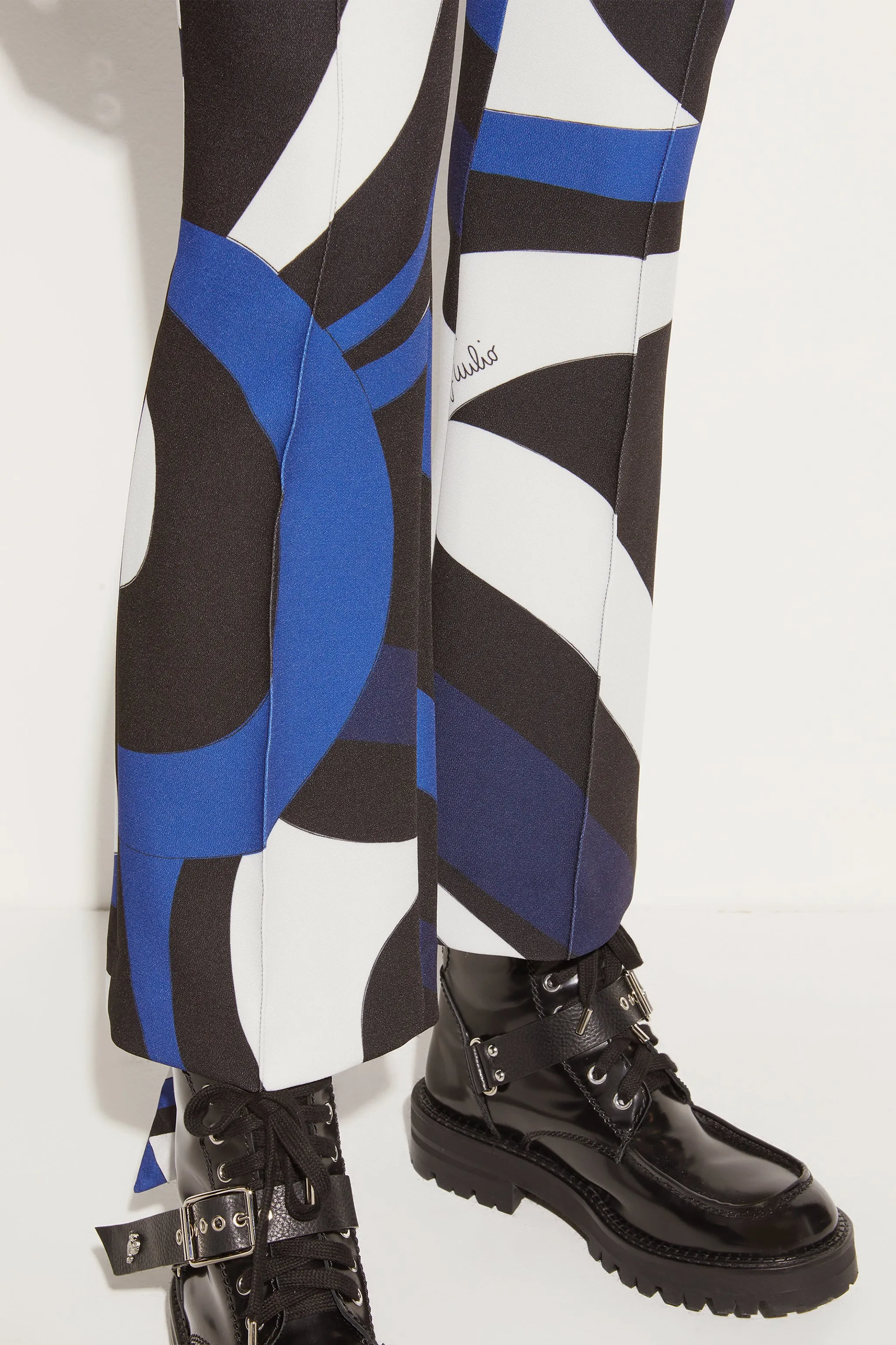 Marmo-Print Flared Trousers