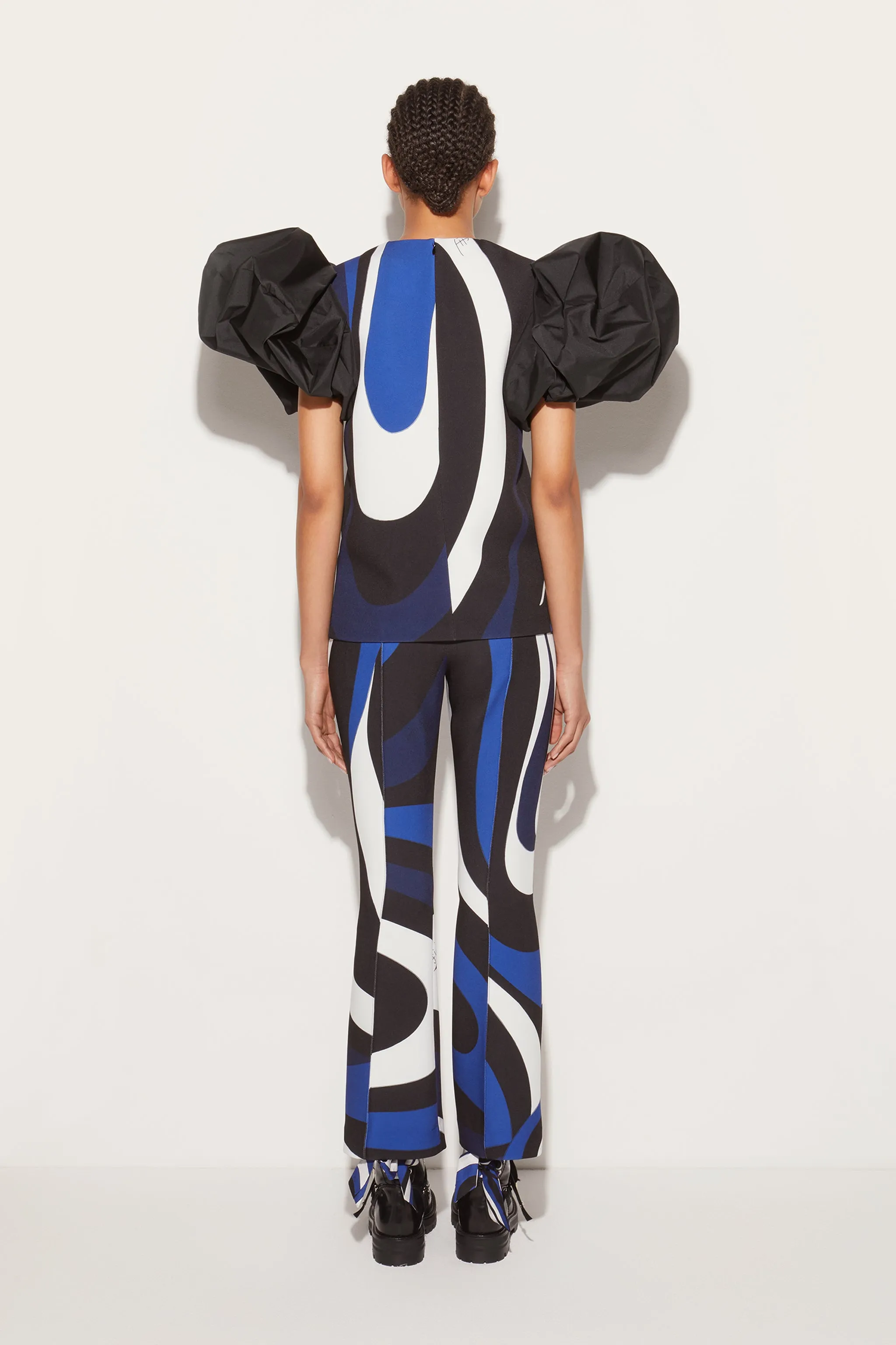 Marmo-Print Flared Trousers