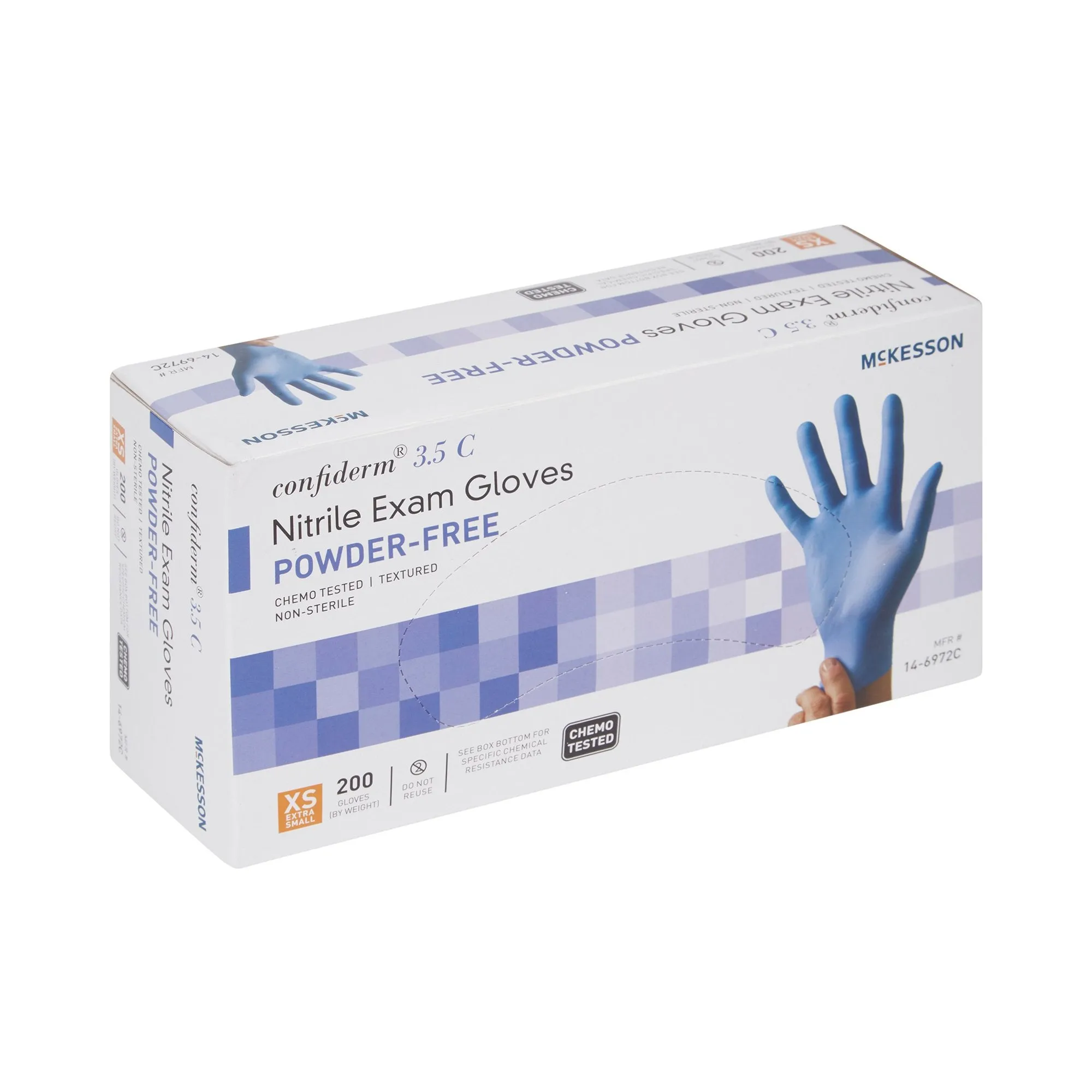 McKesson Confiderm® 3.5C Nitrile Exam Glove, Extra Small, Blue