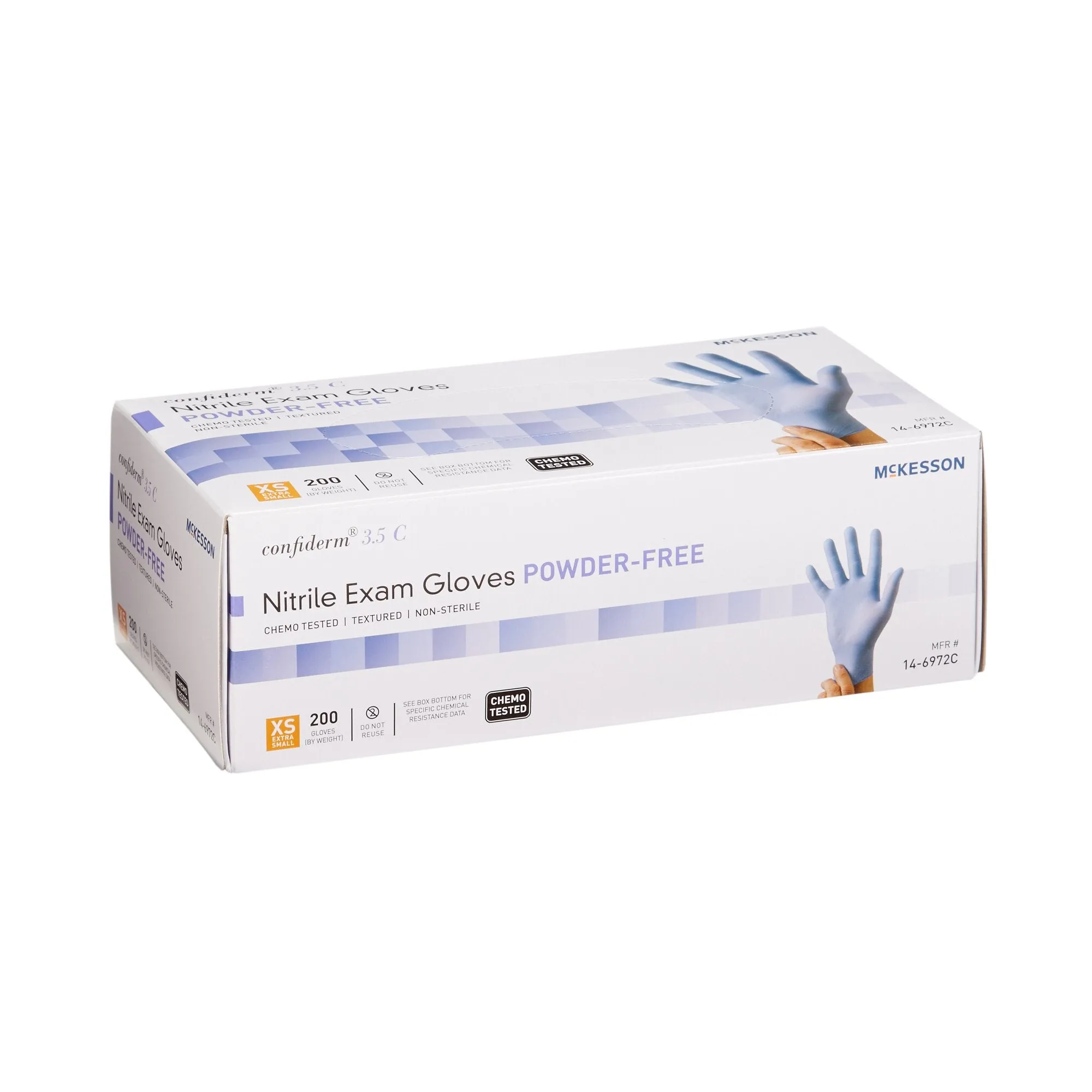 McKesson Confiderm® 3.5C Nitrile Exam Glove, Extra Small, Blue