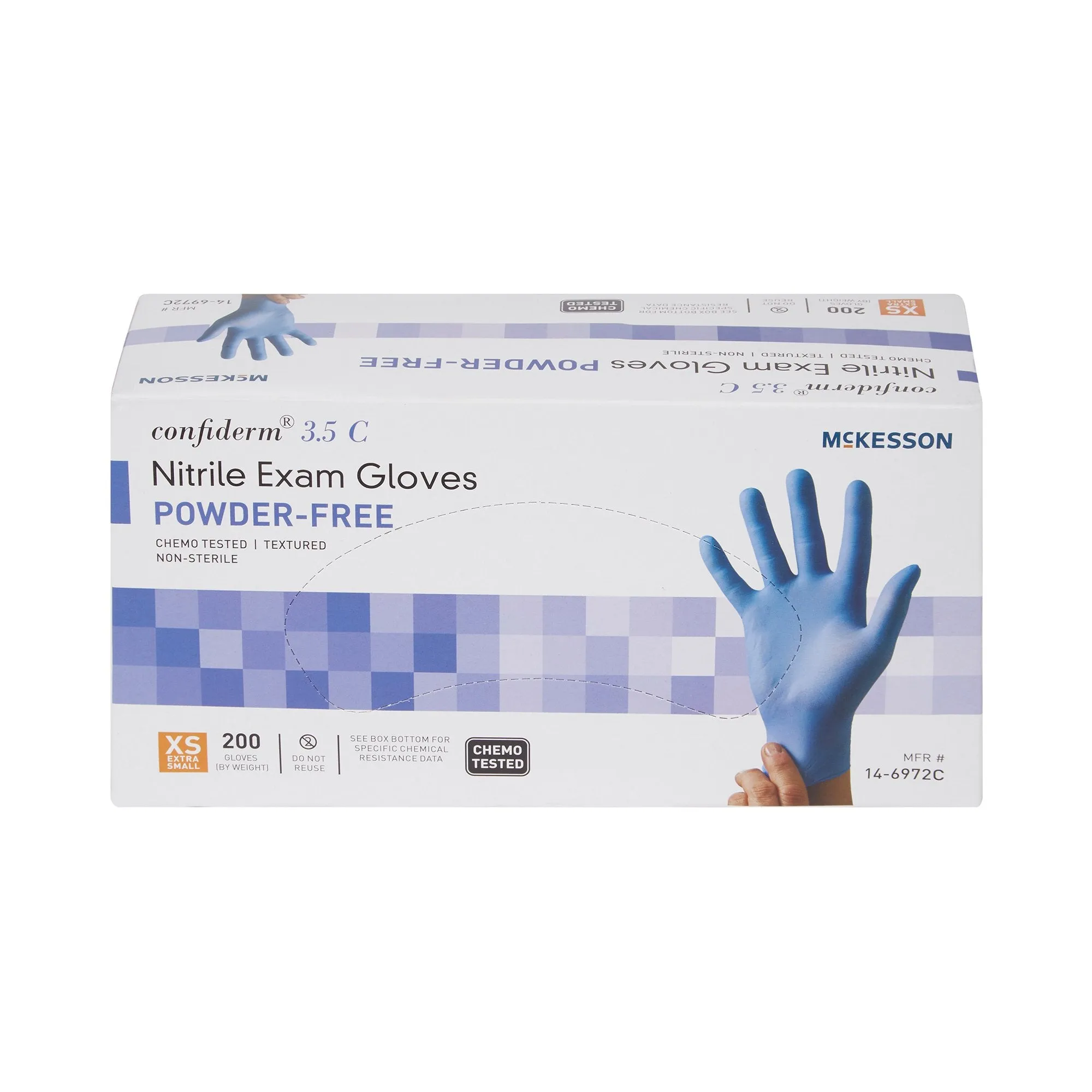 McKesson Confiderm® 3.5C Nitrile Exam Glove, Extra Small, Blue