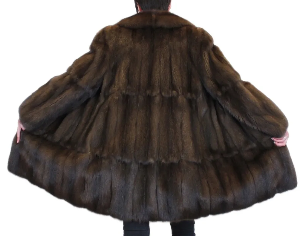 MEDIUM PLEATED NATURAL RUSSIAN SABLE FUR COAT