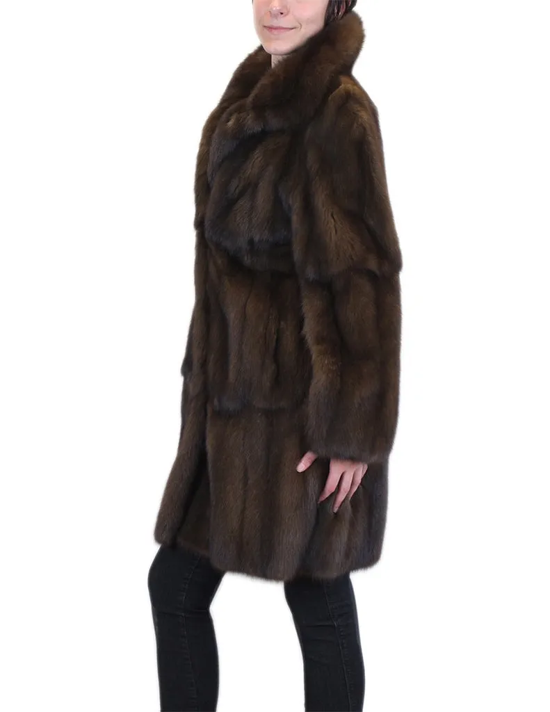 MEDIUM PLEATED NATURAL RUSSIAN SABLE FUR COAT