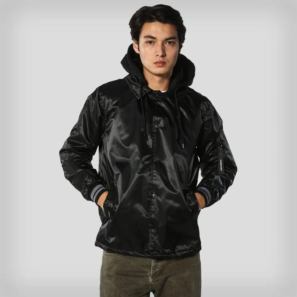 Members Only Men's Coach Jacket with Fleece Hood