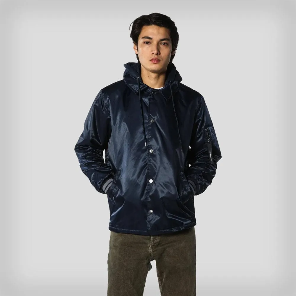 Members Only Men's Coach Jacket with Fleece Hood