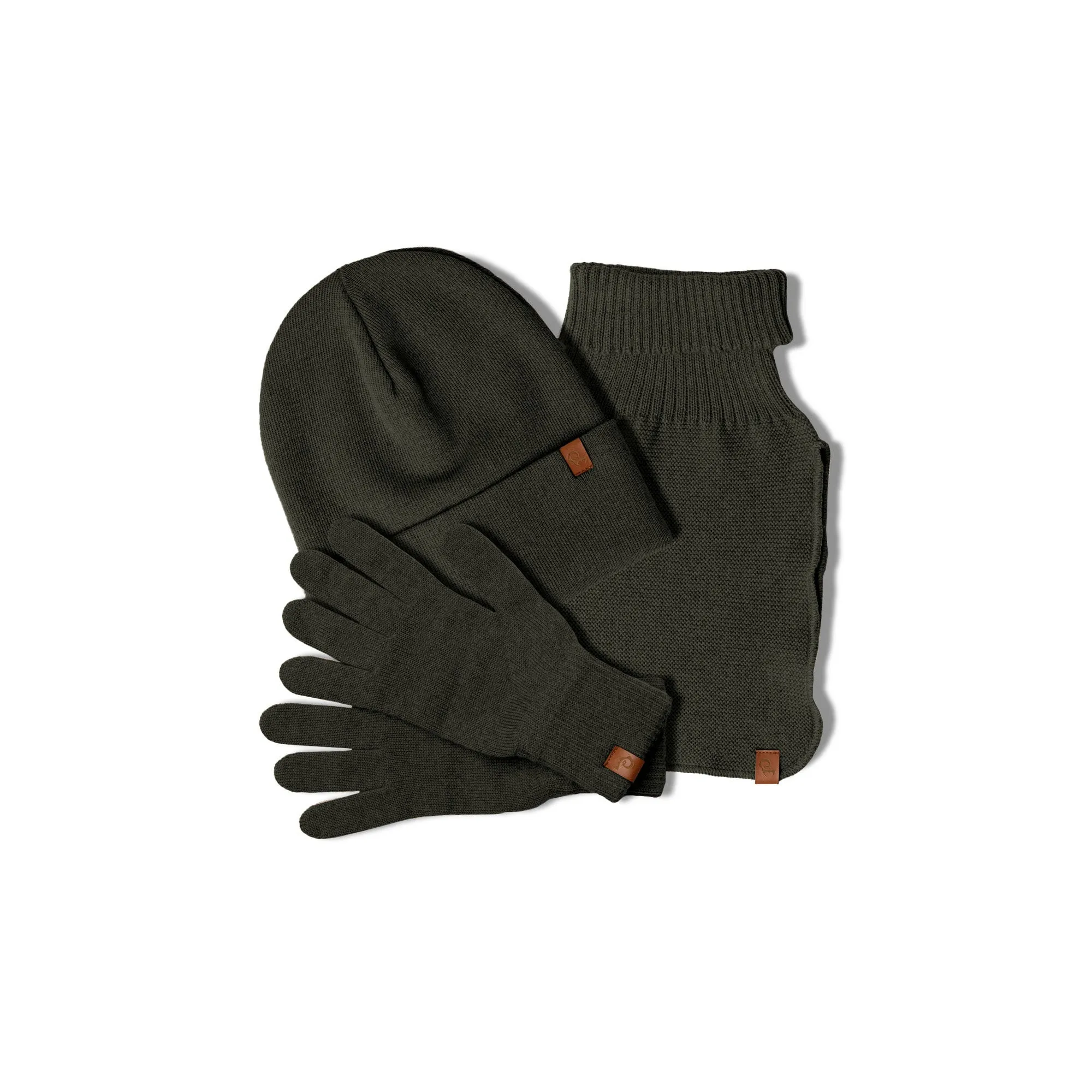 MENIQUE 100% Merino Wool Womens Knit Beanie, Scarf & Gloves 3-Piece