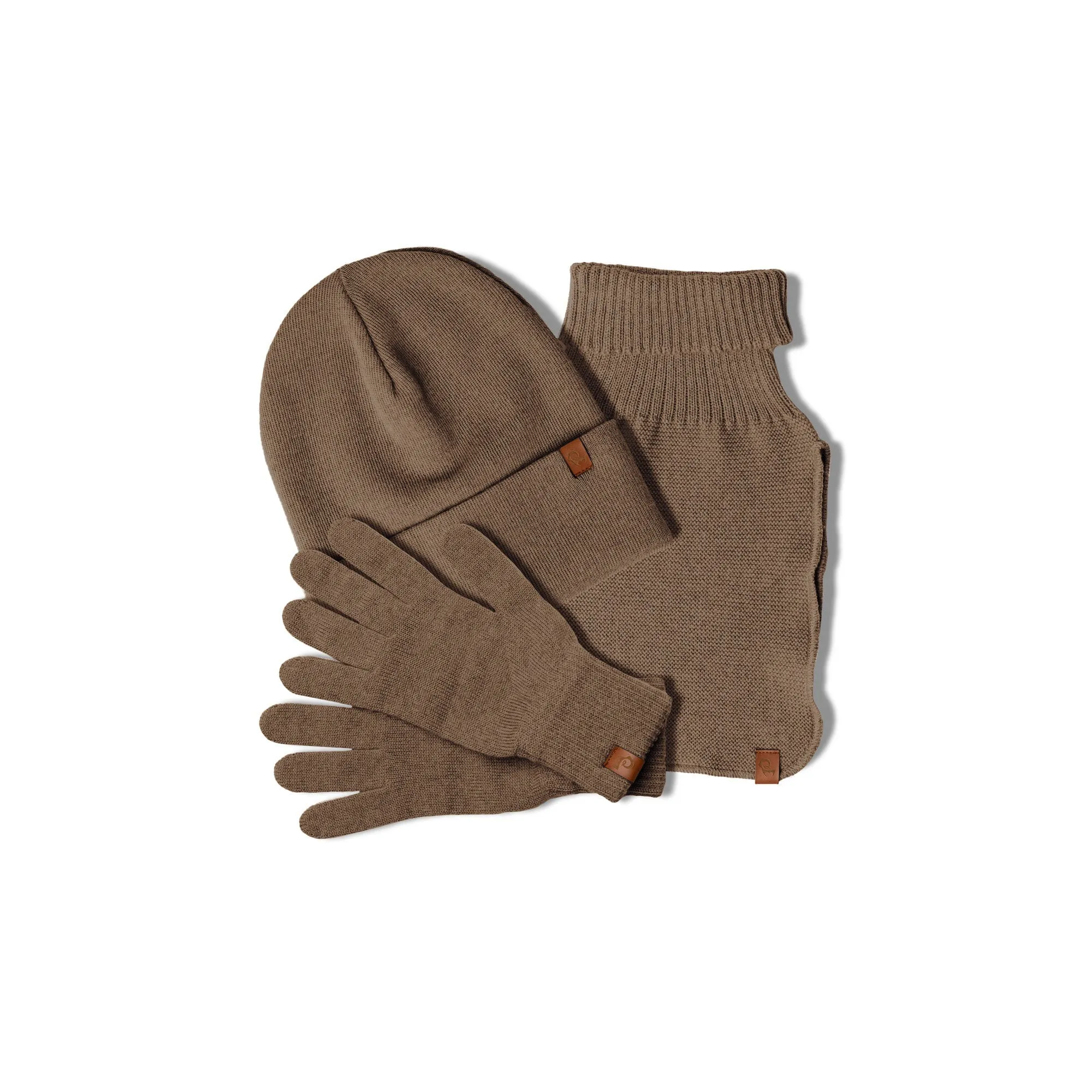 MENIQUE 100% Merino Wool Womens Knit Beanie, Scarf & Gloves 3-Piece