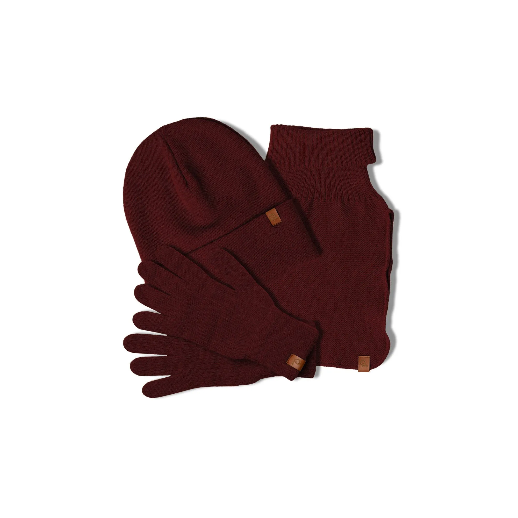 MENIQUE 100% Merino Wool Womens Knit Beanie, Scarf & Gloves 3-Piece