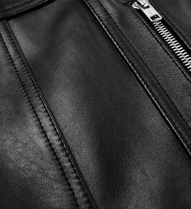 Men's Black Zip-Up Leather Jacket