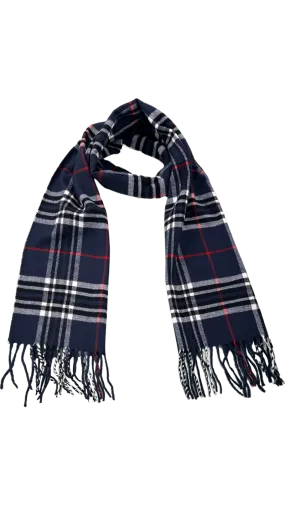 Men's Blue Fashion Style Plaid Wool Scarf