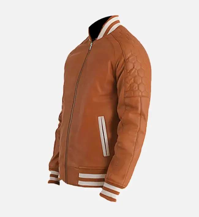 Men's Brown Leather Varsity Jacket