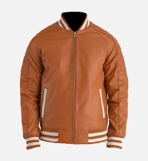 Men's Brown Leather Varsity Jacket