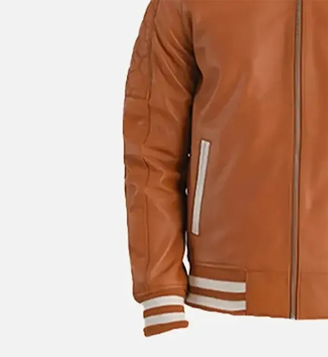 Men's Brown Leather Varsity Jacket