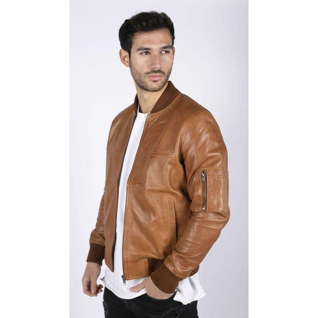 Mens Genuine Leather Bomber Jacket Leather Casual Varsity VIntage Smart Casual