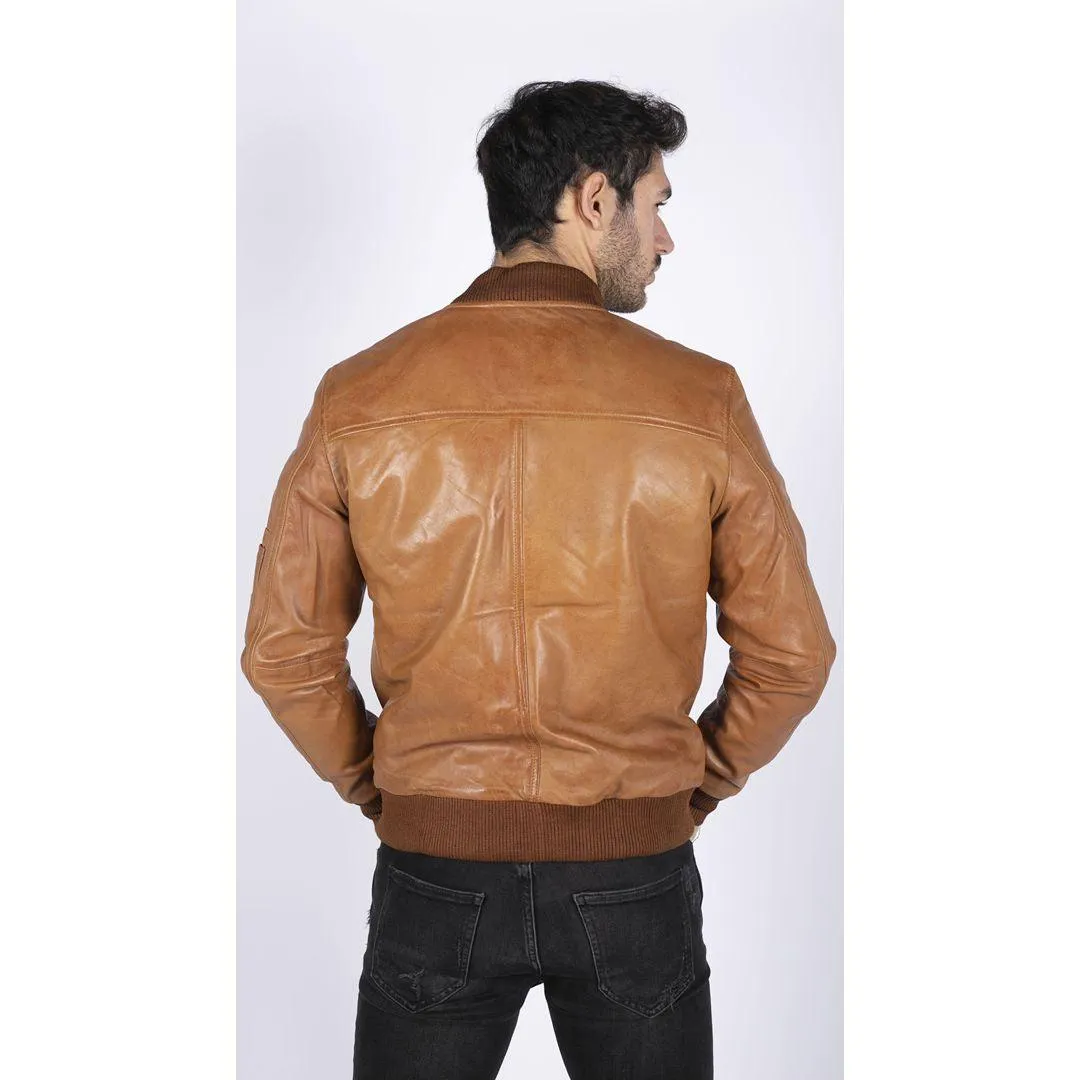 Mens Genuine Leather Bomber Jacket Leather Casual Varsity VIntage Smart Casual