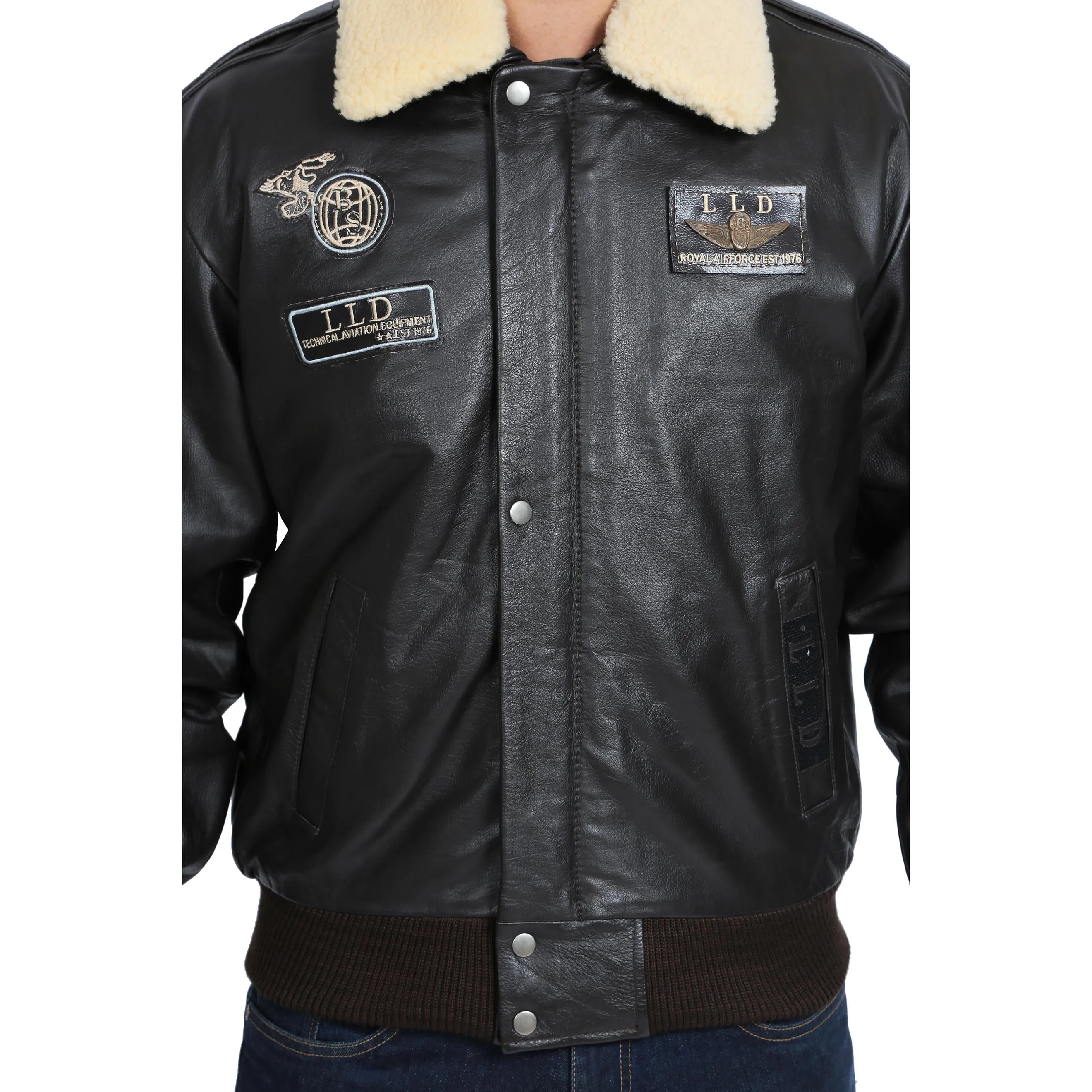 Mens Pilot Bomber Leather Jacket Spitfire Brown