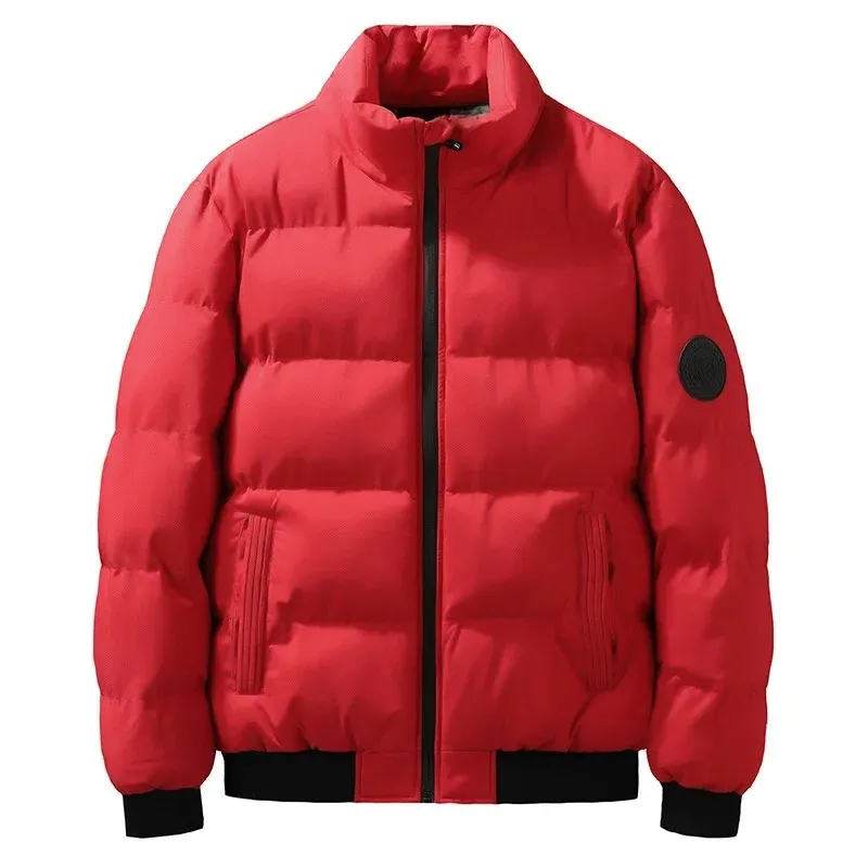 Men's puffer jacket with patch logo and front zip