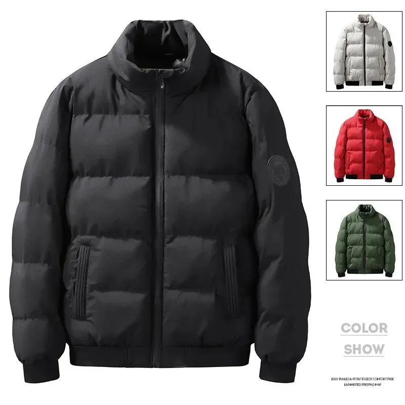 Men's puffer jacket with patch logo and front zip