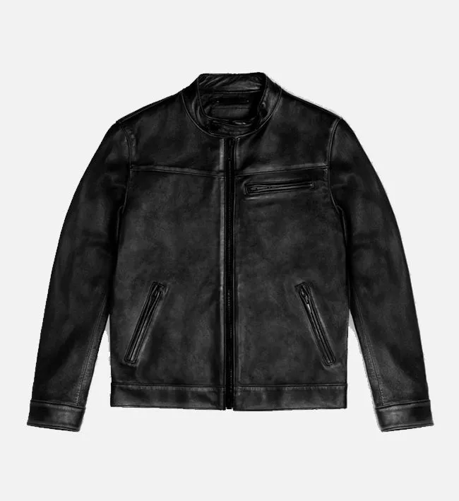 Men's Roadster Vintage Black Leather Jacket