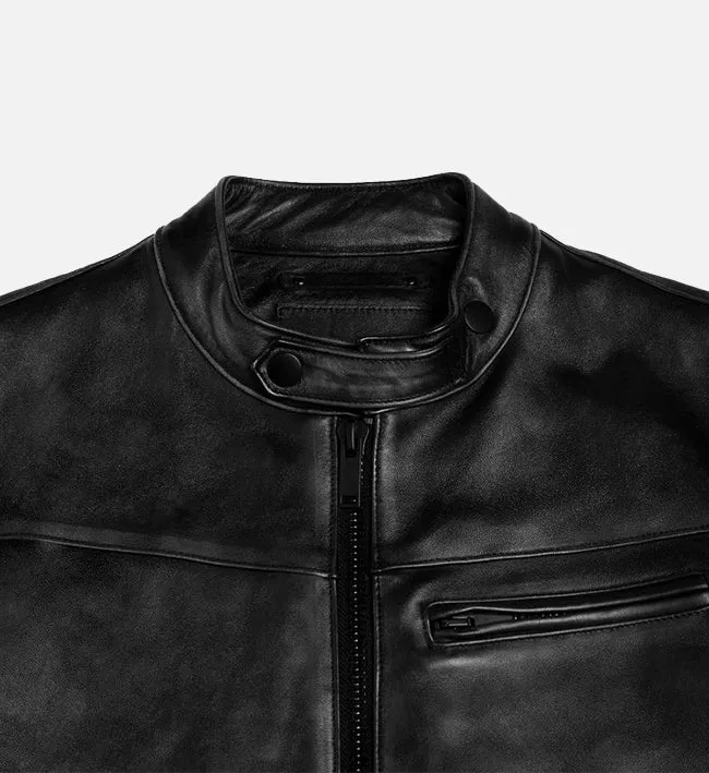 Men's Roadster Vintage Black Leather Jacket