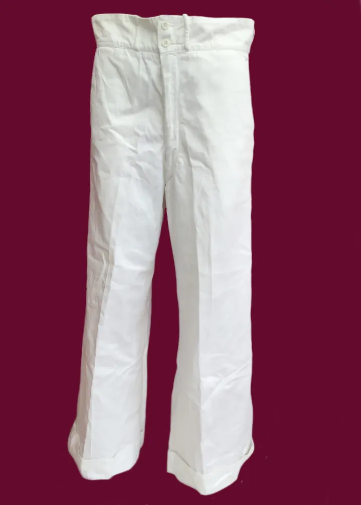 Men's Vintage White Royal Navy Bell Bottom Trousers