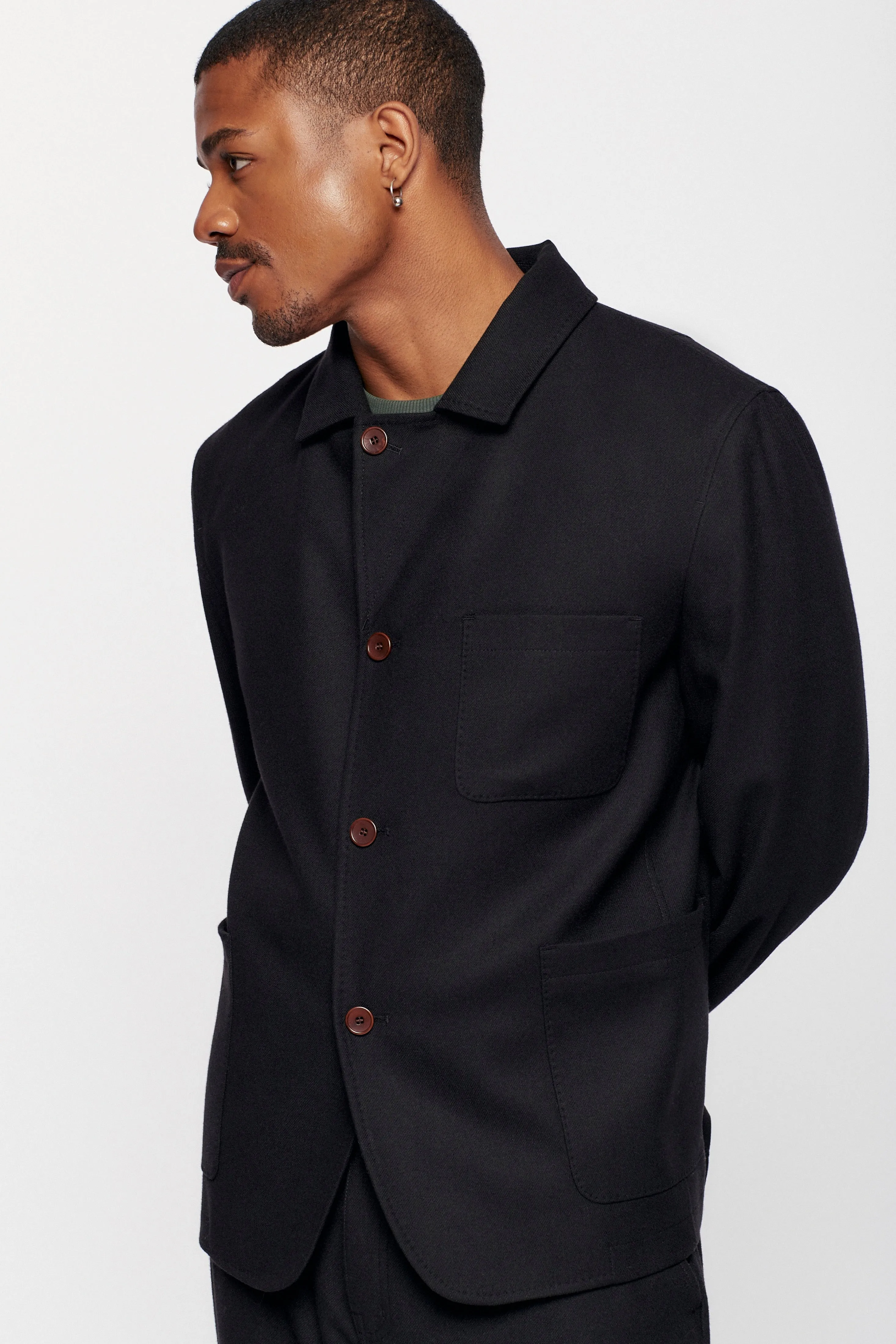 Men's Wool Sportcoat in Black