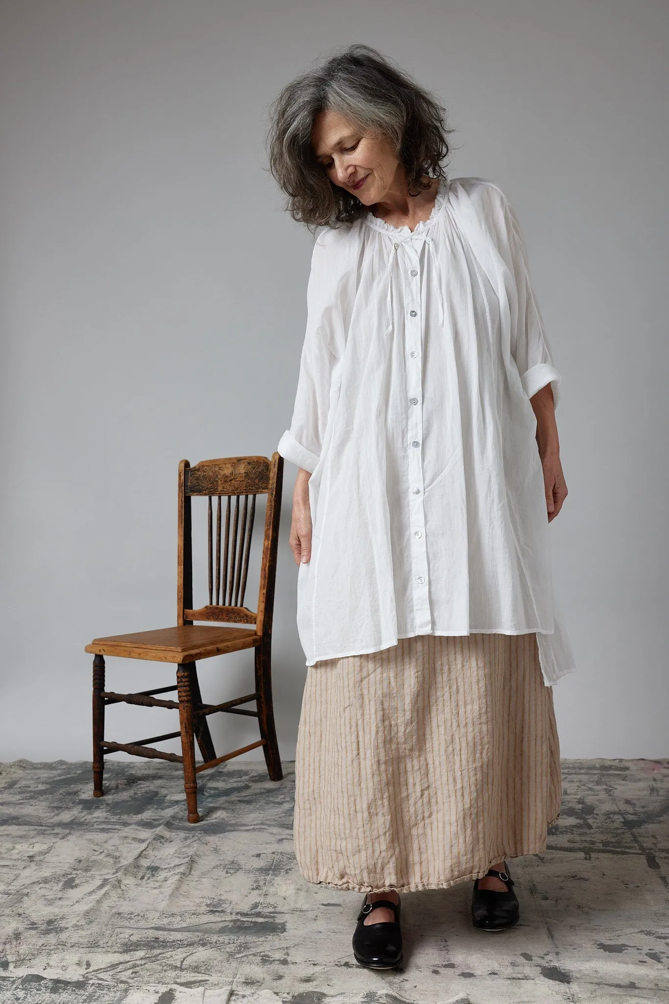 Metta - Willow Gathered Collar Tunic - Cotton Voile