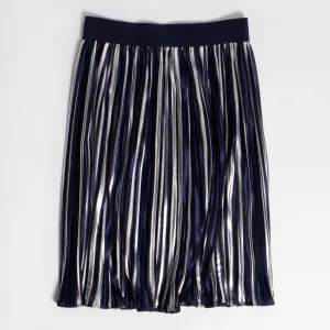 Midi Pleated Metallic Skirt