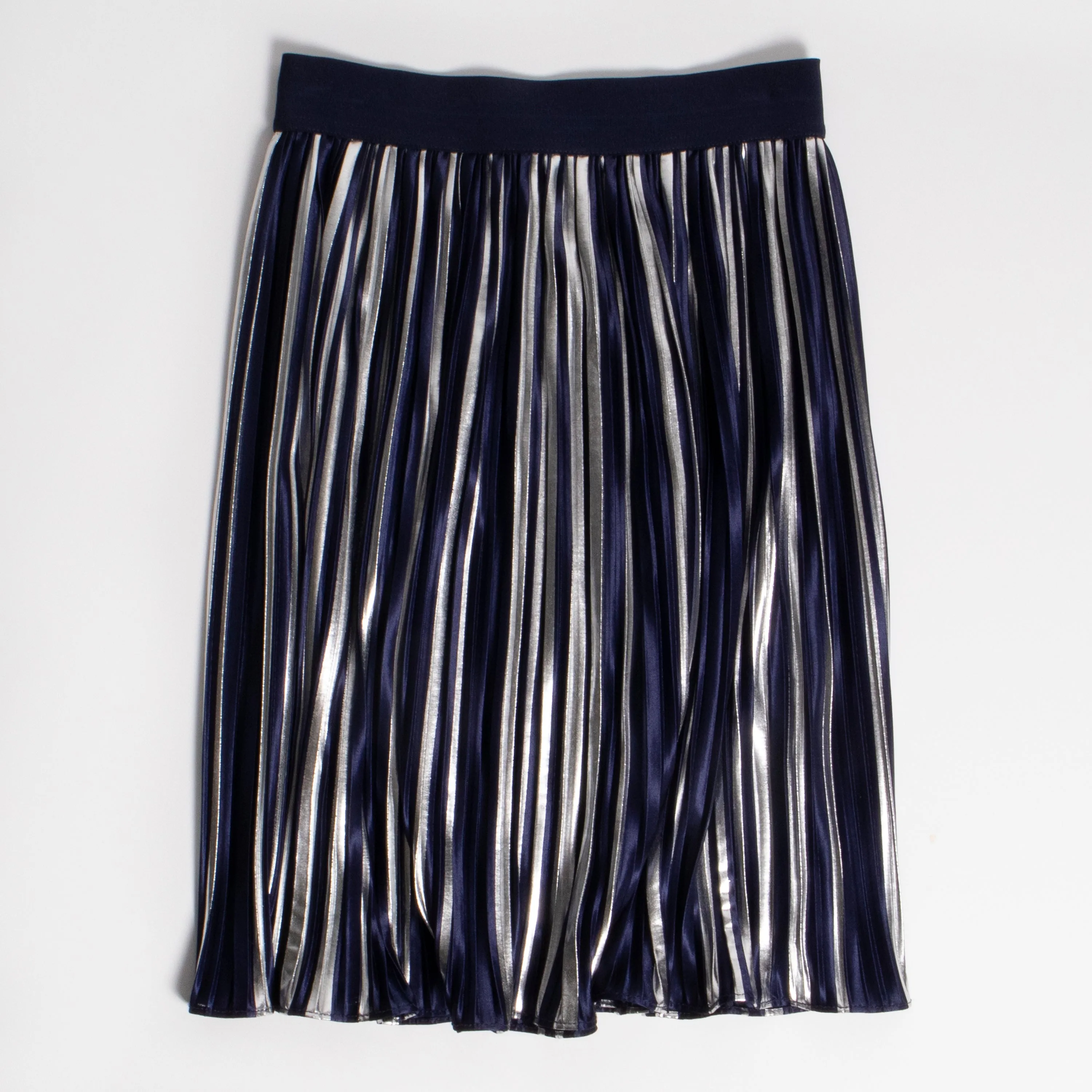 Midi Pleated Metallic Skirt